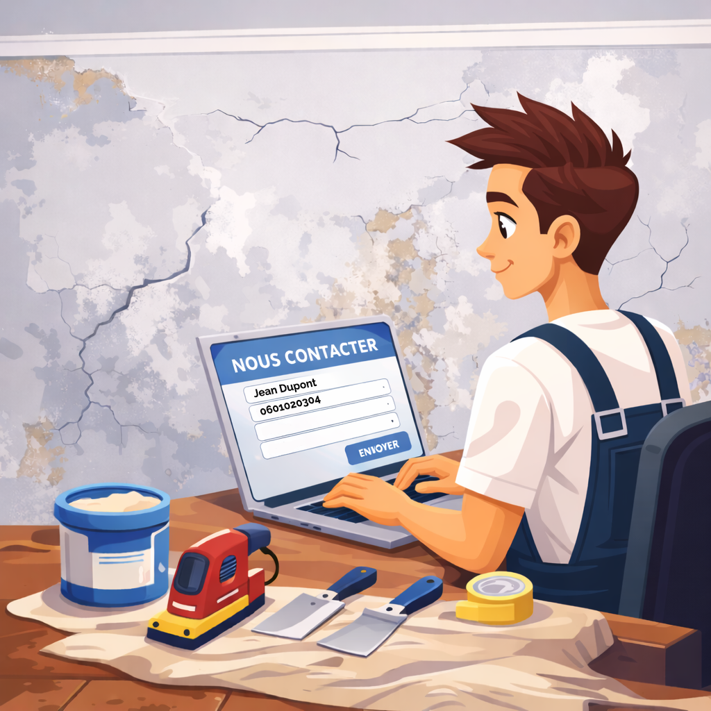 Peintre remplissant un formulaire de contact